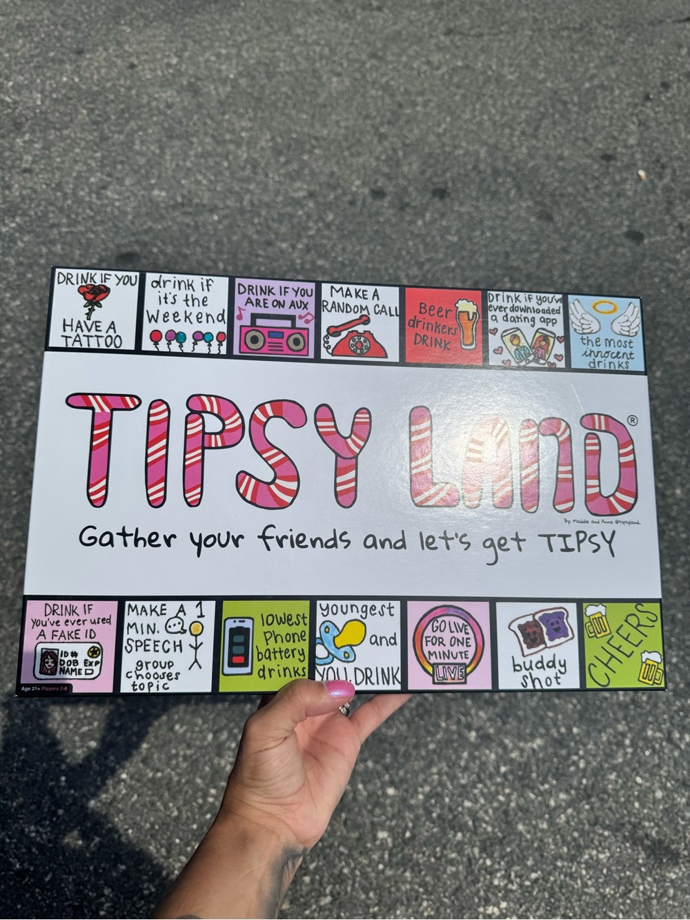Tipsy Land Party Drinking Game Board - Pink